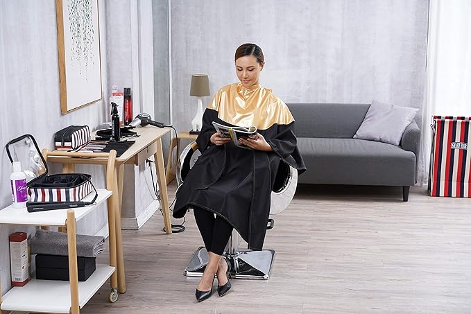 SMARTHAIR Professional Salon Cape Polyester Haircut Apron Shampoo & Chemical Resistant Haircut Cape,54”x62”,Gold & Black,C007013C-G