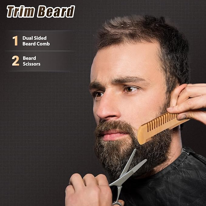 Beard Brush Beard Comb Set, Stocking Stuffers Gifts for Men Beard Care Kit