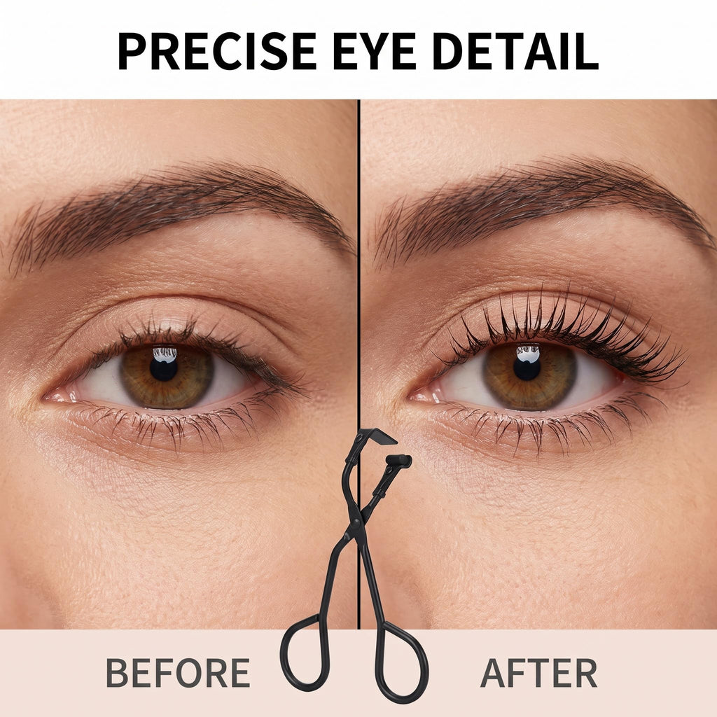 2 Pcs Eyelash Curler with Refill Pads - Mini Lash Curler for All Eyelash Shapes - Professional 2-in-1 Beauty Kit with Precision Tweezers - Stainless Steel Design for Perfect Control (Black+Silver)