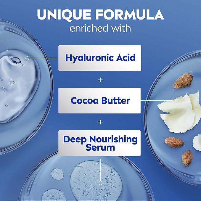 NIVEA Cocoa Butter Body Lotion for Dry Skin with Hyaluronic Acid, 16.9 Oz
