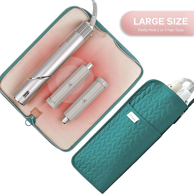 KarSyon Hot Tools Organizer Heat Resistant Mat Case Hair Tools Holder Travel Bag Portable Hair Styling Tools Cover Pouch for Curling Iron,Flat Iron,Hair Straightener (Teal)