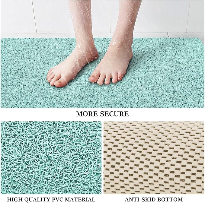 LuxStep Shower Mat Bathtub Mat,36x16 inch, Non-Slip Bath Mat with Drain, Quick Drying PVC Loofah Bathmat for Tub,Shower,Bathroom (Phthalate Free,Green)