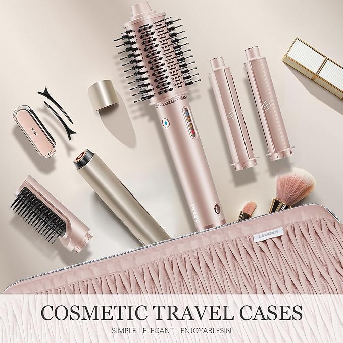 Leudes Dyson Airwrap Travel Case for Shark Hair Dryer Airstraight Flex Style Hair Attachment Tool Organizer Accessories Air Wrap Flat Curling Iron Carrying Case (Pink)
