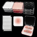 9 Pcs Press On Nail Storage Box in 3 Colors, Acrylic Fake Nail Case with 9 Display Cards and 2 Sheets of Double-Sided Adhesive Tape (20 Strips) for Nail Art Home Salon Packaging Use