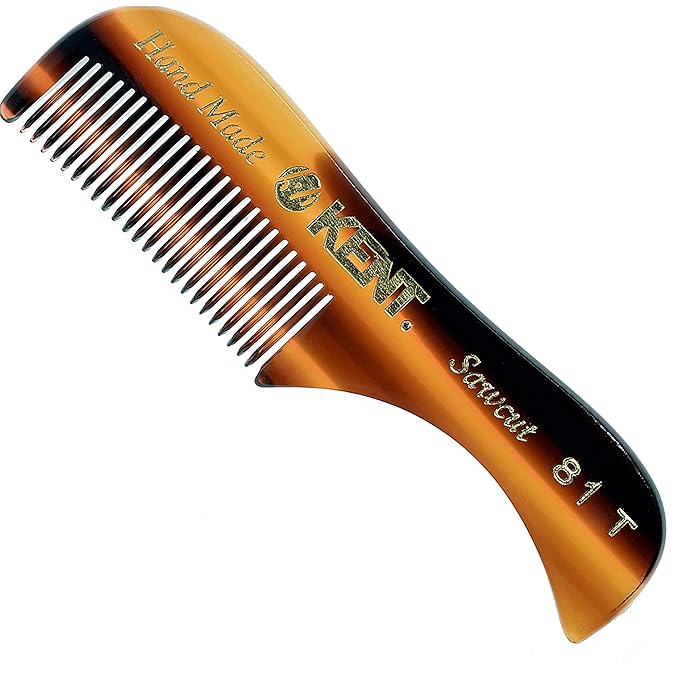 Kent A 81T X-Small Men's Beard and Mustache Comb, Fine Toothed for Facial Hair Grooming and Styling. Quality Cellulose Acetate, Saw-cut Polished. Made in England