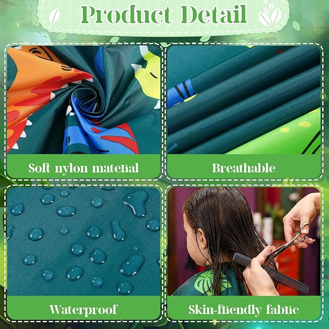 3 Pack Kids Hair Cutting Cape, Professional Barber Cape for Children with Fun Designs, Waterproof Haircut Capes Accessories for Kids Salon Barber Styling and Home Use (3 Styles)