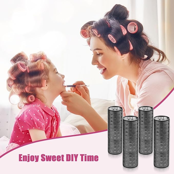 WILLBOND 4 Pcs Long Hair Rollers for Bangs Aluminum Core Curlers Thermal Self Grip Roller for Long and Medium Hair Women Hairstyle(4.1 x 1.2 Inch,Black)