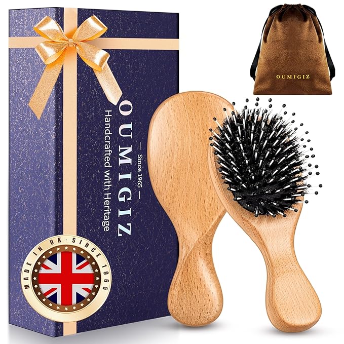 Mini Boar Bristle Hair Brush Since 1965 British Craftsmanship Handmade