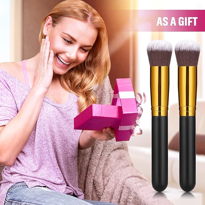 Blulu 2 Pack Self Tanning Brush for Face and Kabuki, Self Tanner Brush Applicator for Makeup Powder Foundation, Bronzing Lotion, Tanner Spray, Substitute for Face Tanning Mitt