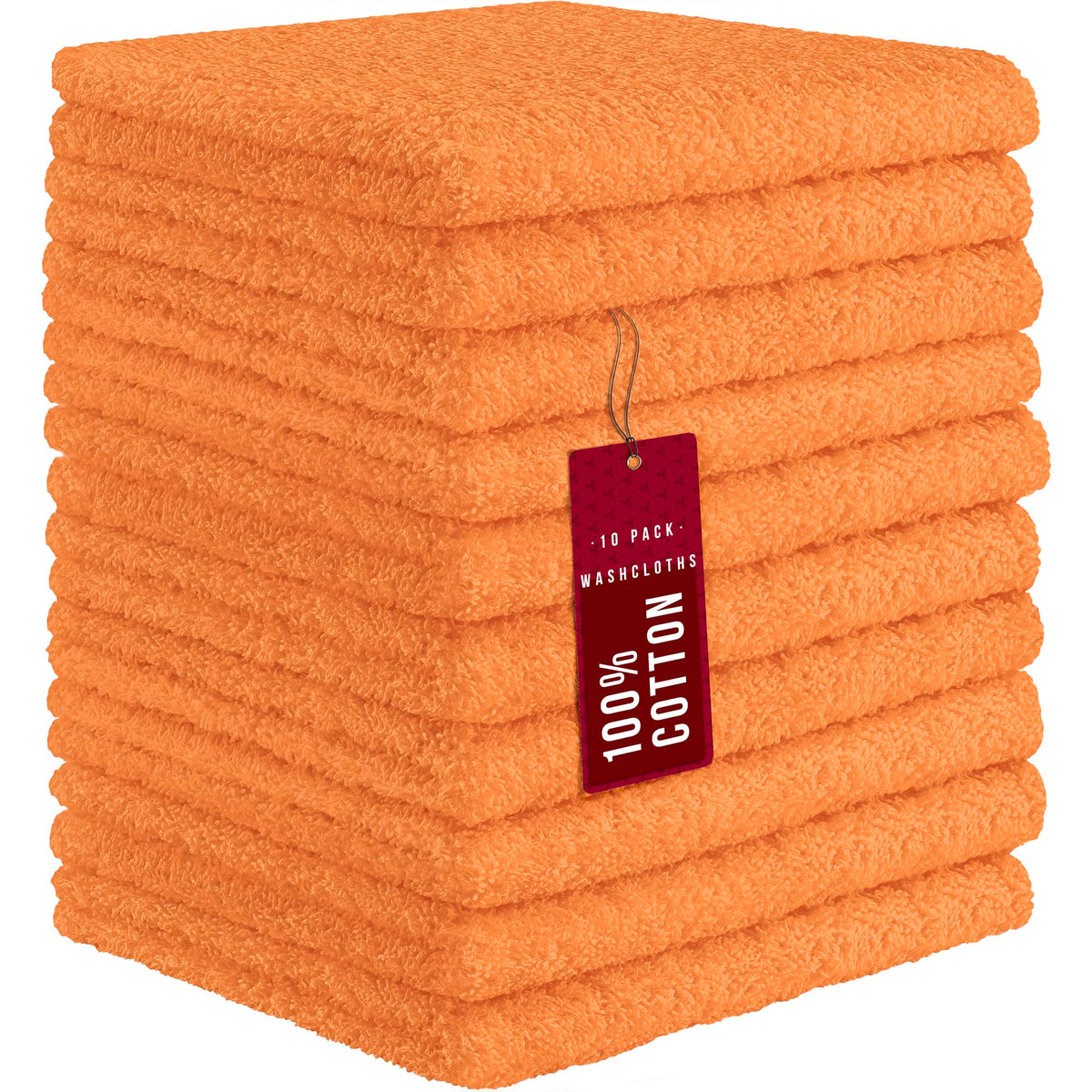 DecorRack 10 Pack 100% Cotton Wash Cloth, Luxurious Soft, 12 x 12 inch Ultra Absorbent, Machine Washable Washcloths, Apricot (10 Pack)