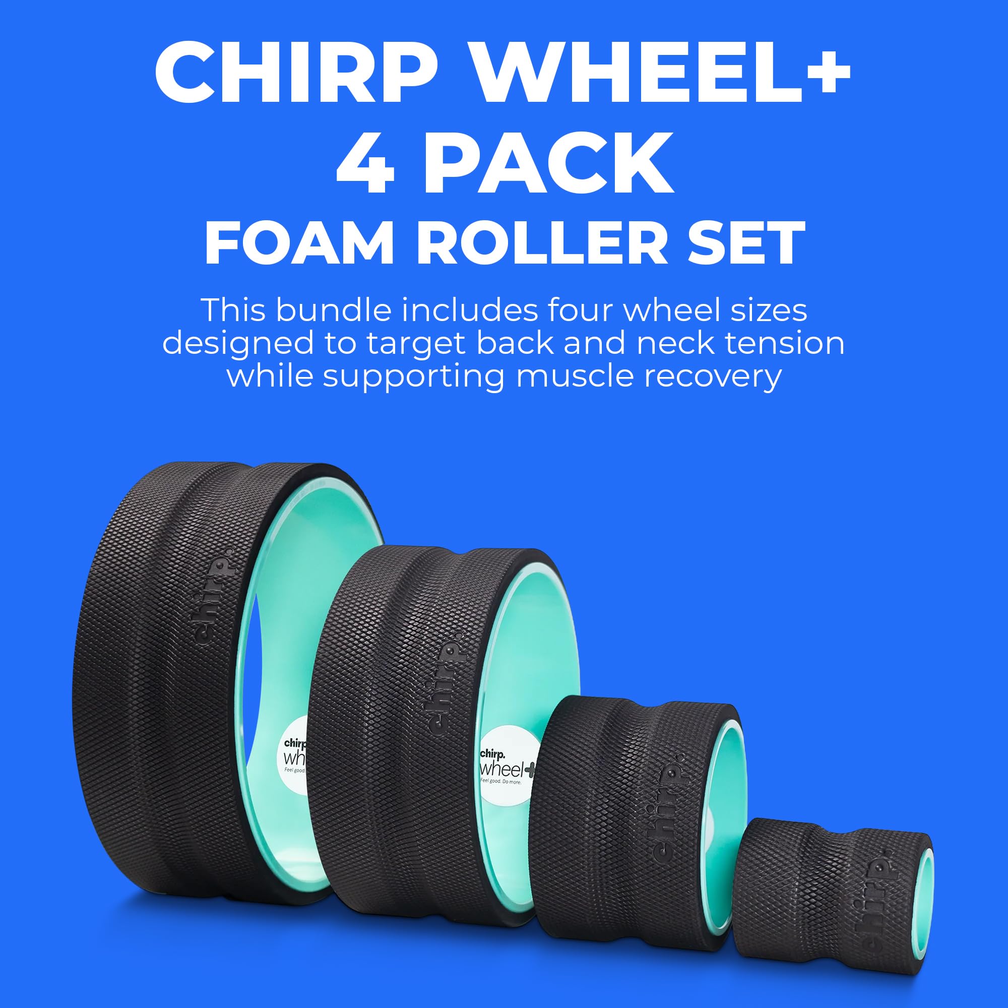 Chirp Wheel+ Foam Roller 4-Pack, Back & Neck Pain Relief, Mint