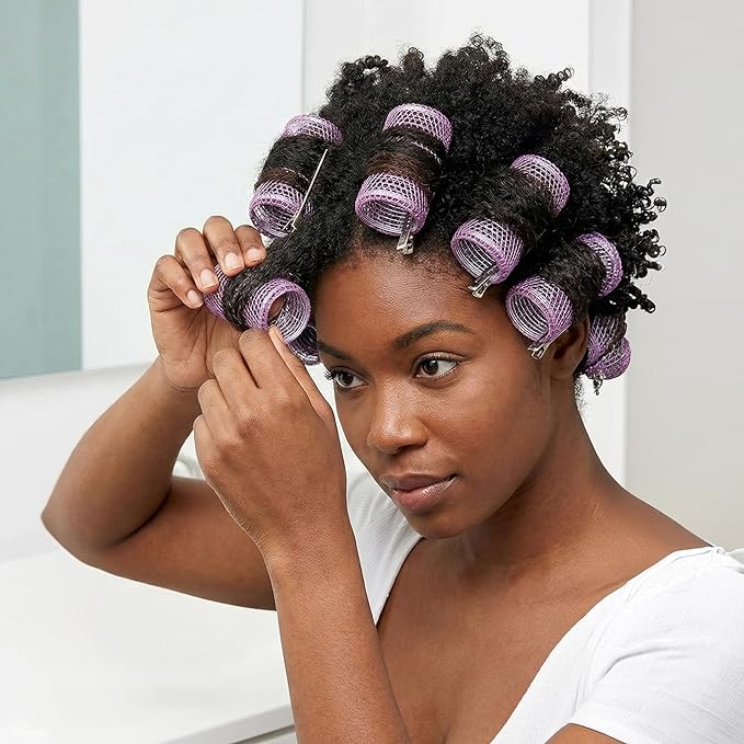 DONNA Wire Mesh Hair Rollers 1.75 Inch Jumbo Size, 6 Pack Lightweight Metal Curlers for Smooth Voluminous Waves, Durable Wire Construction for Heatless Styling, Purple