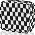 CekPo Sanitary Napkin Storage Bag, Menstrual Pad Zipper Checkered Portable Period Bag Panty Liners, Tampon Storage Pouch for Women Ladies Daily Use Storage Purse Travel