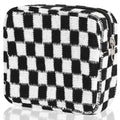 CekPo Sanitary Napkin Storage Bag, Menstrual Pad Zipper Checkered Portable Period Bag Panty Liners, Tampon Storage Pouch for Women Ladies Daily Use Storage Purse Travel