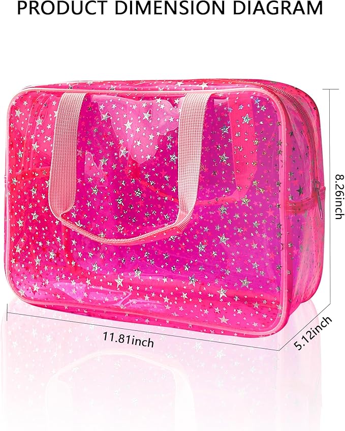 TotePrint Yellow Star Large Cosmetic Bag and Travel Pouch with Handle,Durable Material,Zipper Design-Ideal for Makeup,Travel Essentials