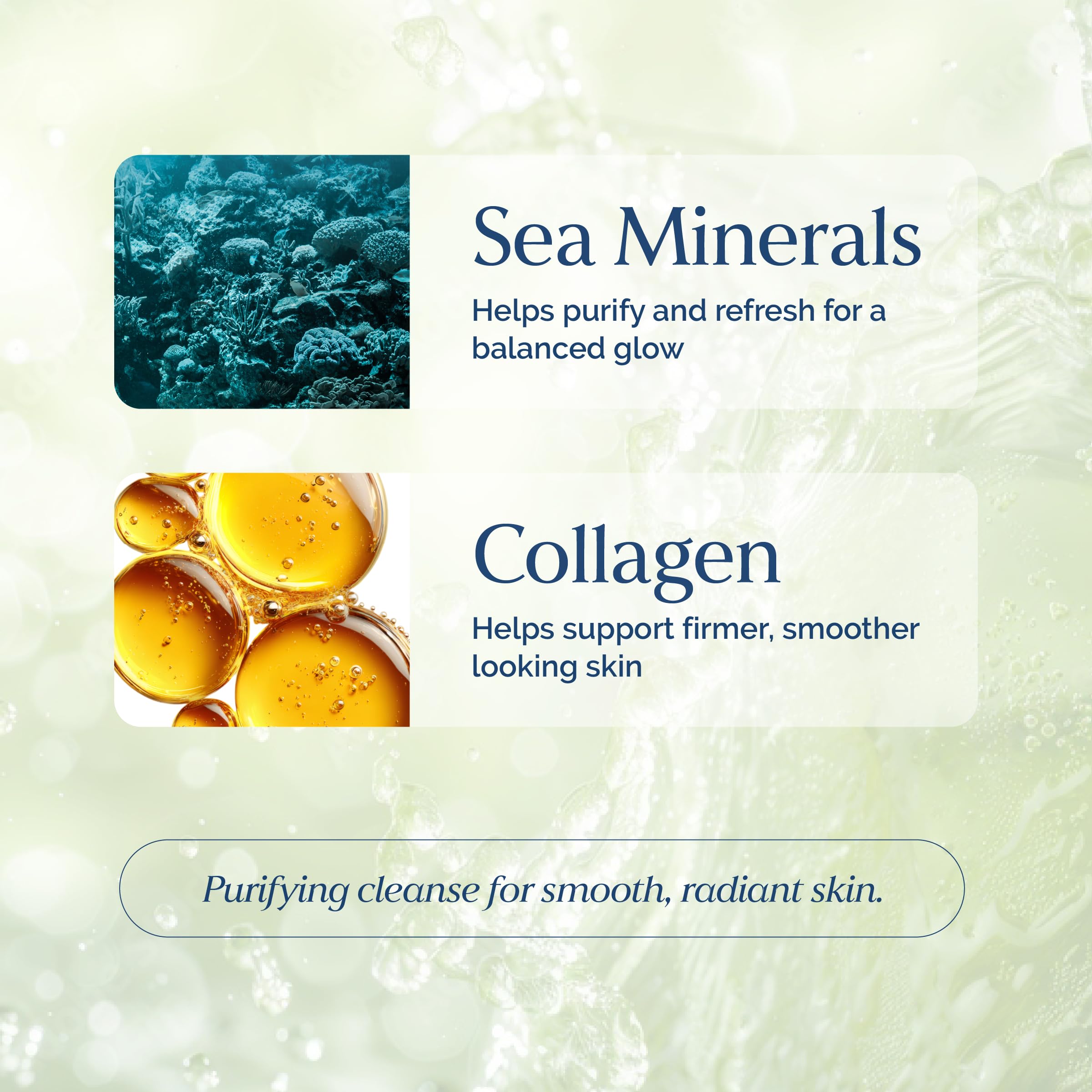 Amino Gel Facial Cleanser with Sea Minerals & Collagen – Radiance, Oil Control, and Elasticity – Vegan, Paraben-Free, 8 fl oz