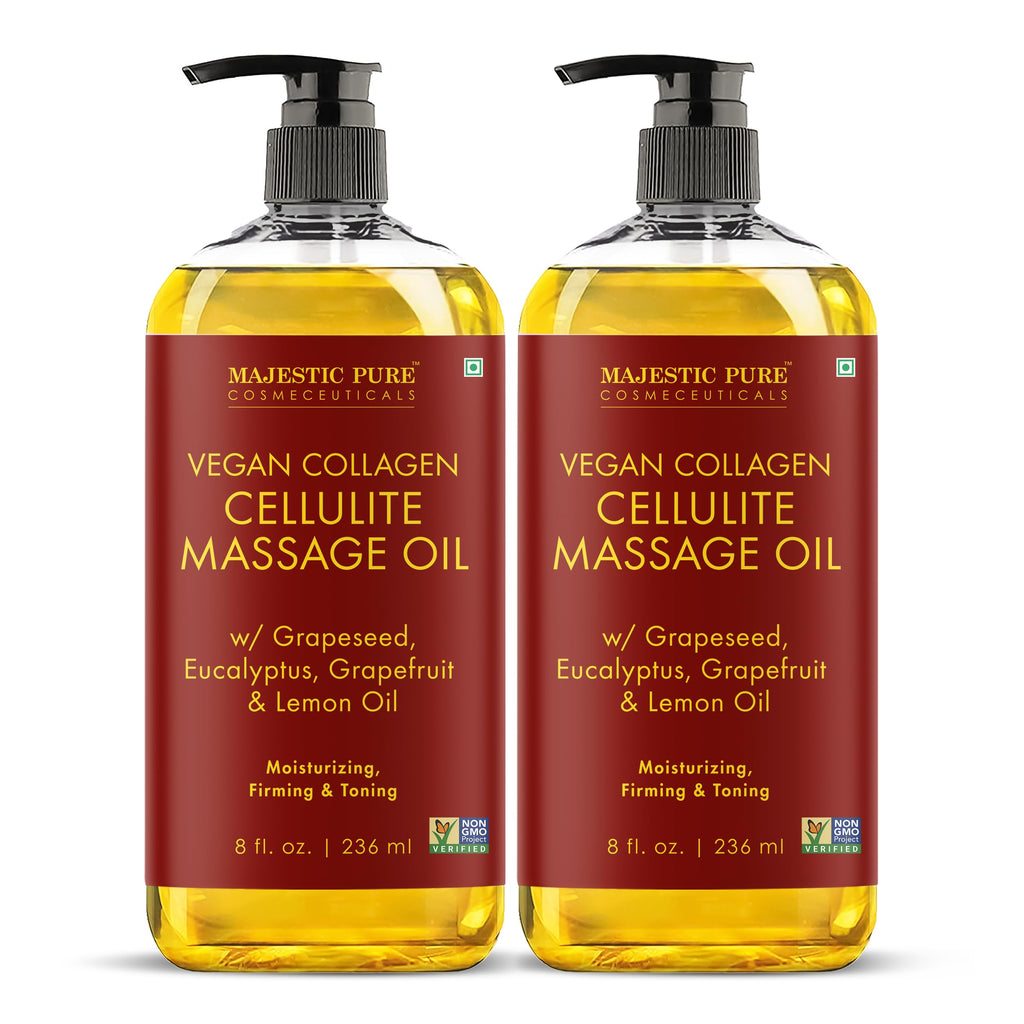 Majestic Pure Cellulite Massage Oil, Toning Body Blend, 8 Fl Oz, 2-Pack