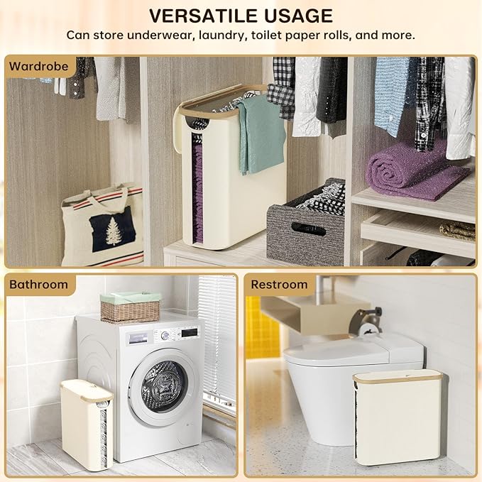 Toilet Paper Storage Basket with Lid and Handle, Foldable Toilet Paper Basket Organizer for Bathroom, Large Capacity Toilet Paper Holder with Storage for 12 Mega or 16 Regular Rolls, Beige
