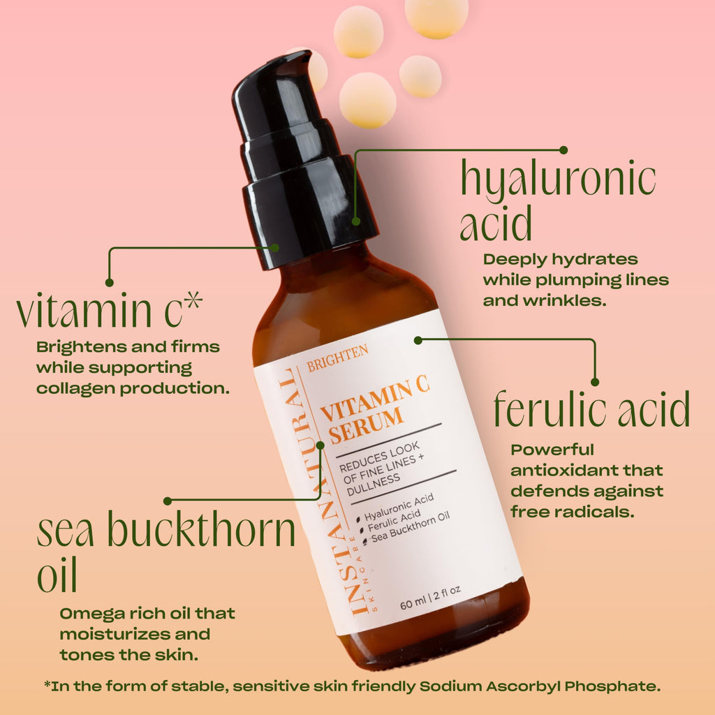 InstaNatural Vitamin C Face Serum: Fine Lines and Discoloration, 2 Fl Oz