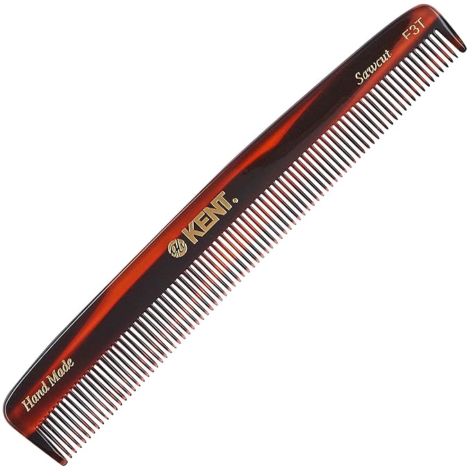 Kent F3T TY Fine Tooth Comb for Hair Parting, Handmade Combs for Men and Straightening Comb for Women, Dandruff Remover Kent Mens Combs for Fine Hair