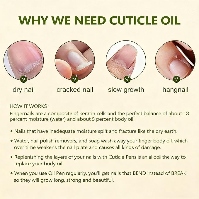 Miss Forever Cuticle Oil Pens - Light Scents Nail Oil Pen for Growth and Strength, Nail Care Mini Vitamins Oil Set with Natural Ingredients, Cutical Repair Bulk for Women Manicure (3 Random Scents)
