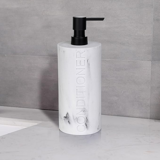 Indecor Home Conditioner Dispenser Luxurious Refillable Pump Bottle with Embossed Text, Durable Construction for Bathroom and Kitchen