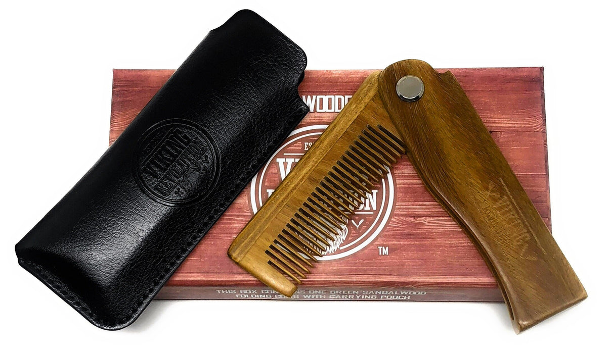 Viking Revolution Folding Beard Comb - Natural Wooden Comb - 1 Count