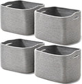 ICERZCZ Small Storage Baskets for Shelves Organizing, Woven Cotton Rope Baskets for Storage, Book Basket, Decorative Shelf Basket, 12.5"Lx9.1''Wx7.9''H (4 Packs) Grey