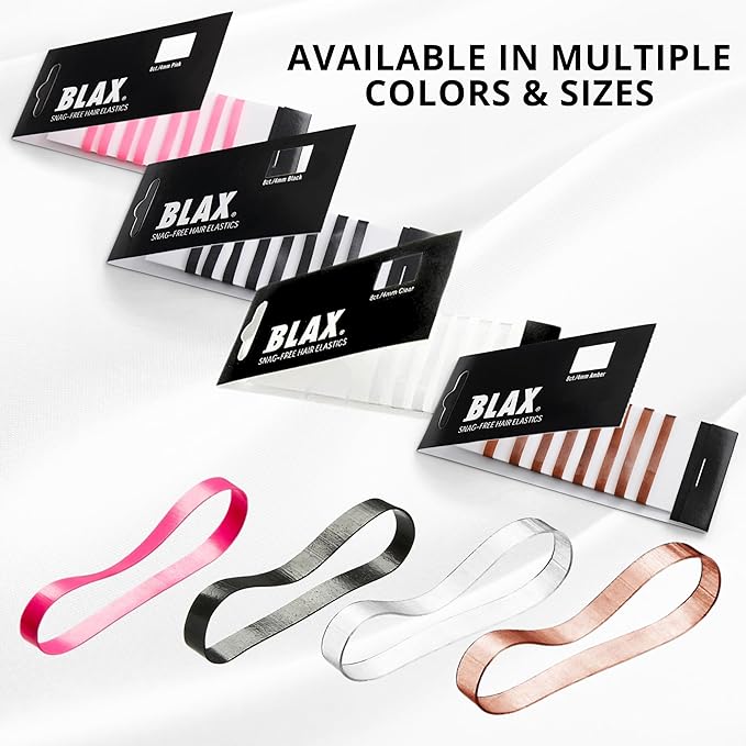 Blax Clear Hair Elastics - Snag-Free Transparent Hair Ties, No-Damage Hair Rubber Bands, 4mm 8 Count (Pack of 2)