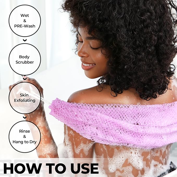 African Net Sponge Authentic - Exfoliating Back Scrub Bath Sponge with Knots - Afro Scrub Body Scrubber Exfoliator Washcloth - African Body Care Daily Use Shower Essentials