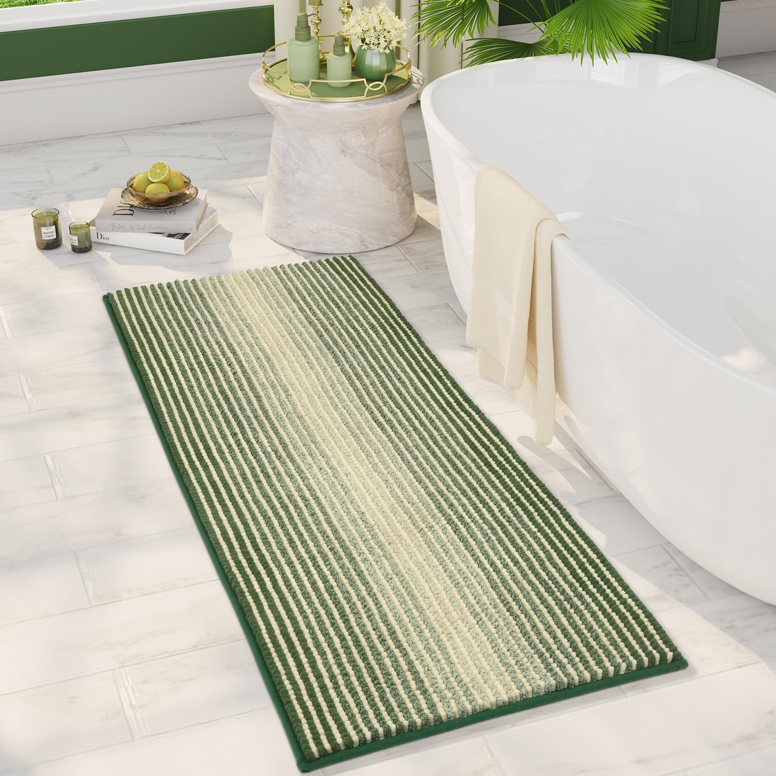 BSICPRO Bathroom Rugs and Mats Sets, 2 Piece Thick Absorbent Chenille Bath Mat Rug Set Non Slip, Soft Shaggy Bath Room Floor Mats for Bathroom — 47" x 20"