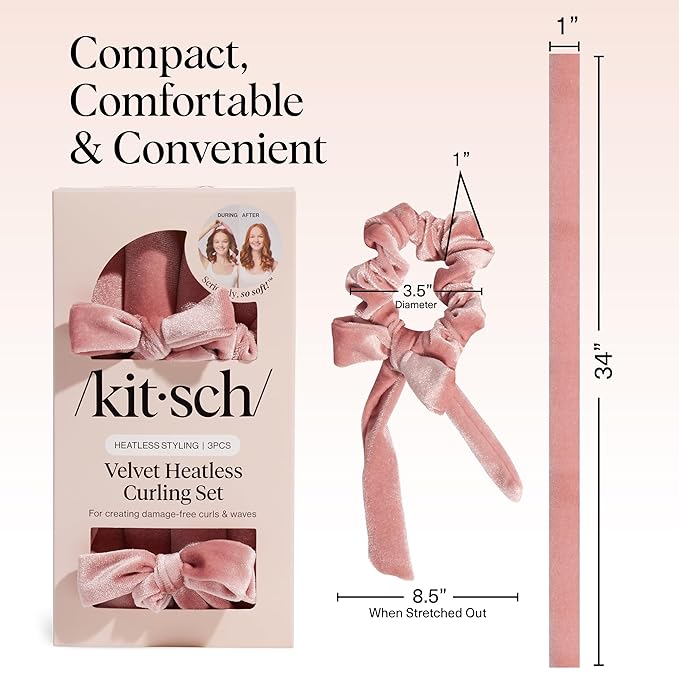 Kitsch Velvet Heatless Curls Overnight Set - Terracotta