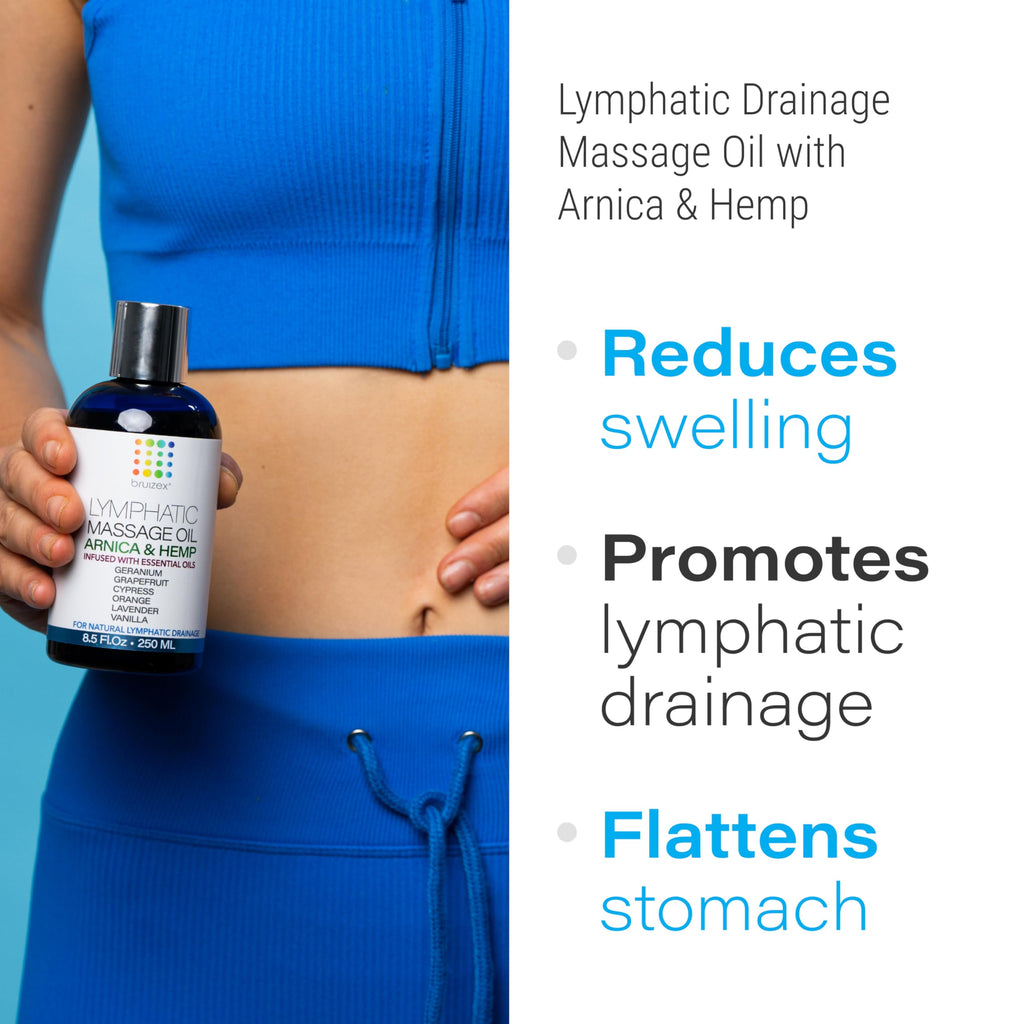 Bruizex Lymphatic Drainage Massage Oil with Arnica & Hemp Seed Oil for After Care Routine & Lymphatic Drainage Massager, Liposuction, 360 Lipo, BBL, Tummy Tuck Procedure, Calming Formula - 8.5 Oz