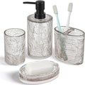 RQYIXI 4 PCS Resin Bathroom Accessories Set,Silver-Grey,Minimalist Luxury
