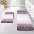 OLANLY Bathroom Rug Set 2 Piece, Soft Absorbent Microfiber Bath Rug Set, Non-Slip, Machine Wash Dry, Plush Shaggy Bath Mats for Bathroom (47"x20"+24"x16", Mauve)