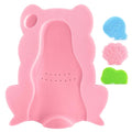 Baby Bath Sponge, Infant Comfy Soft Bath Sponges Mat, Natural Cute Shapes Skid-Proof Bathing Cushion for Toddler & Newborn, 4pcs Shape Style: Blue Dolphin, Pink Shell, Green Turtle and Big Pink Frog