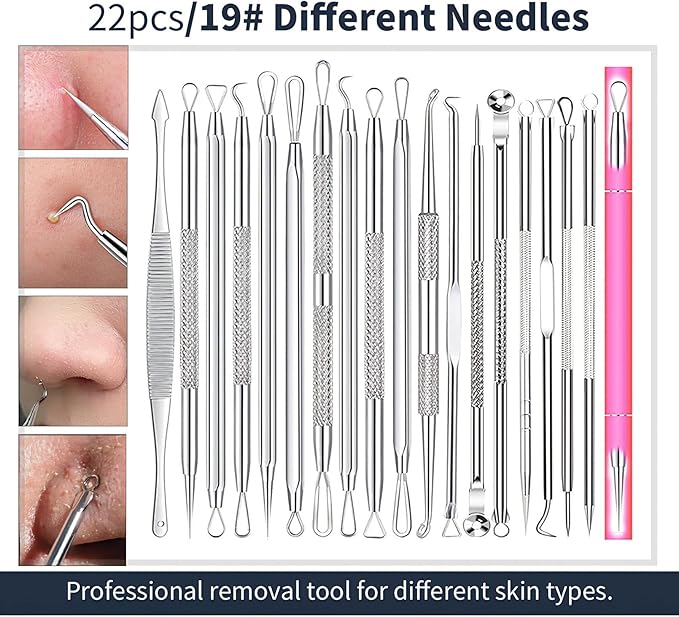 Pimple Popper Tool, Blackhead Remover Acne and Zit Comedone Extractor Kit