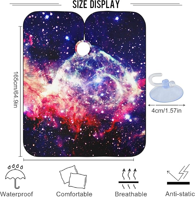visesunny Barber Cape Amazing Nebula Deep Space Polyester Hair Cutting Salon Cape Apron Anti-Static Haircut Shaving Cloth Beard Shaving Bib Hairdressing Cape