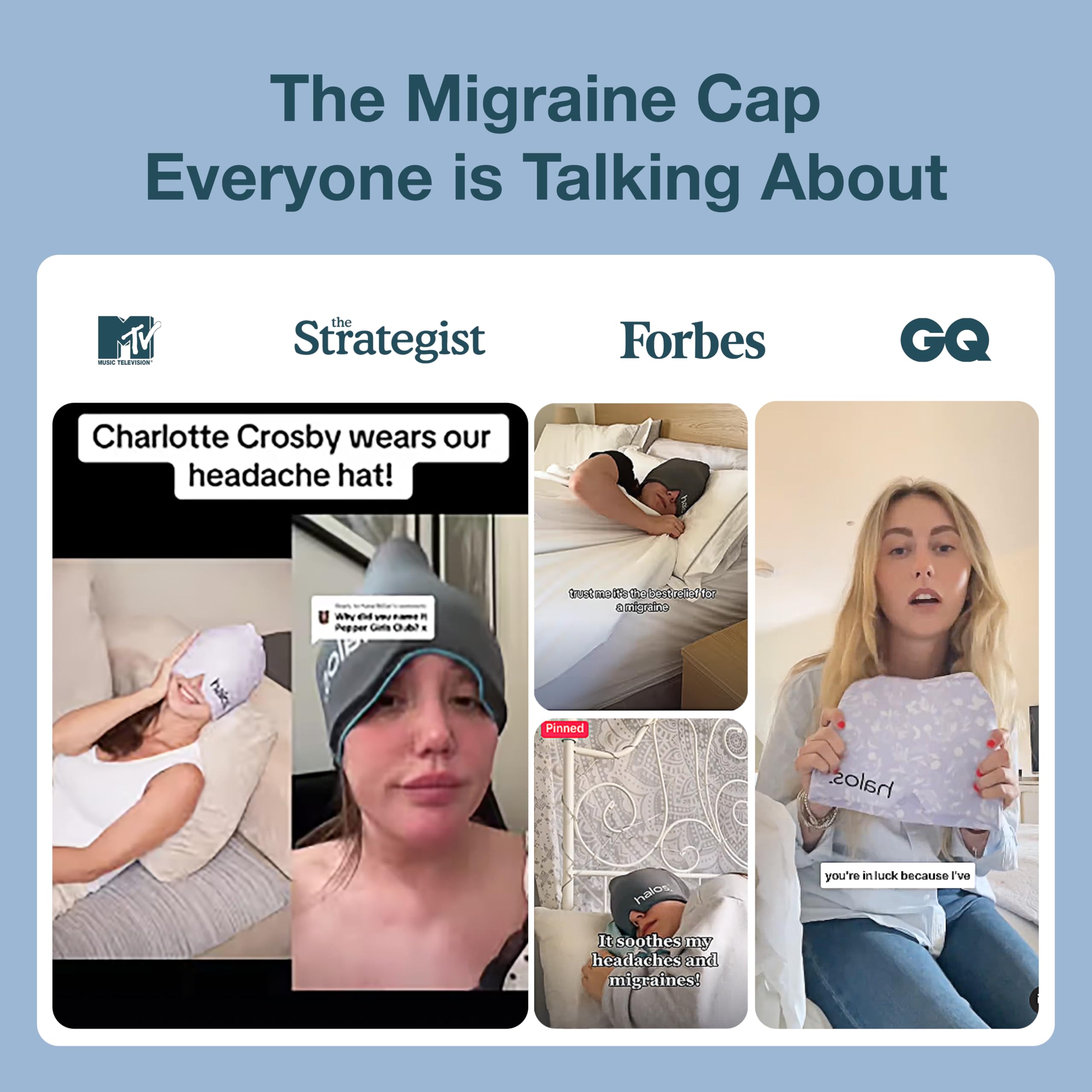 MyHalos Migraine & Headache Relief Cap, 30% More Gel, Hot & Cold Ice Wrap