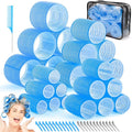 obeoby 4 Sizes Hair Rollers Curlers Set with Clips for Women Girls, Blue