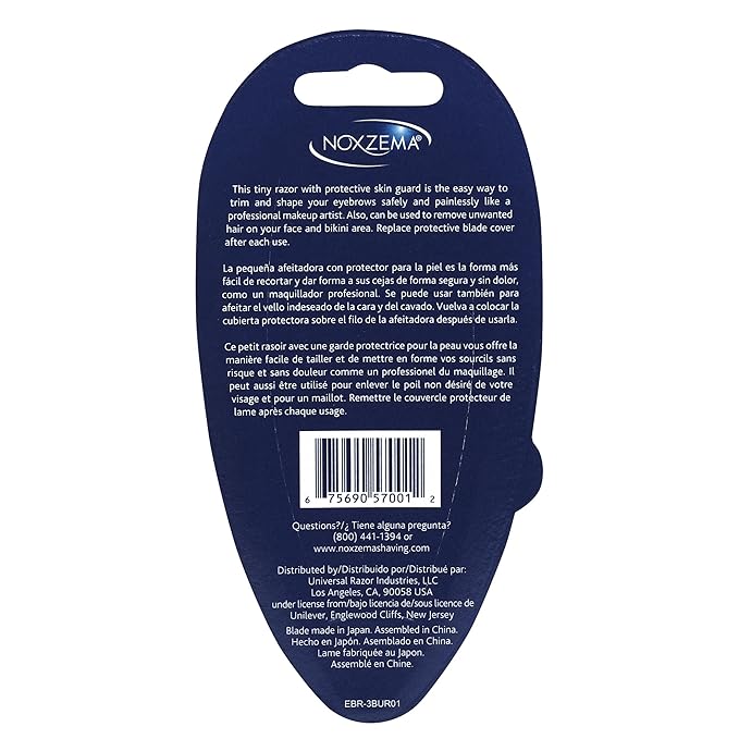 Noxzema Eyebrow Shaper, 3 Count; Small, Compact Razors Expertly Trim Eyebrows and Facial Hair for Precision Shaping and Cosmetic Grooming with Professional Results; Equipped with Protective Skin Guard