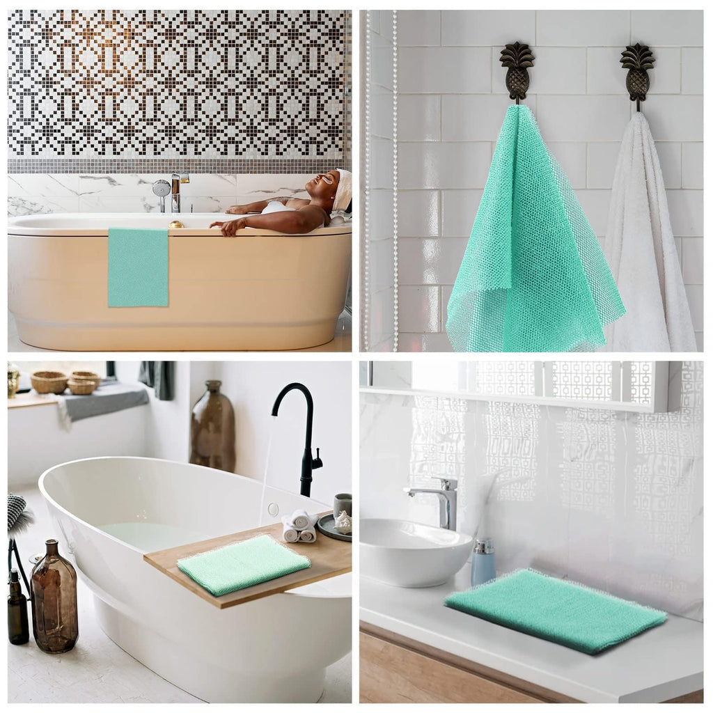 UJFQBH African Bath Sponge African Net Long Net Bath Sponge Exfoliating Shower Body Scrubber Back Scrubber Skin Smoother,Great for Daily Use (Green)