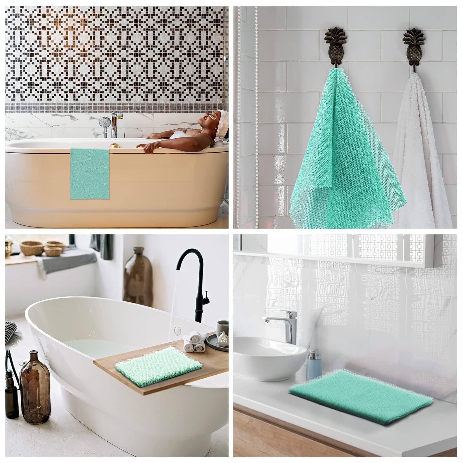UJFQBH African Bath Sponge African Net Long Net Bath Sponge Exfoliating Shower Body Scrubber Back Scrubber Skin Smoother,Great for Daily Use (Green)