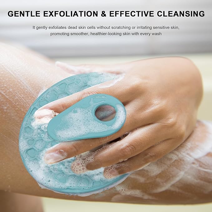 INNERNEED Silicone Body Scrubber Gentle Exfoliating Brush Set, Green+ Pink