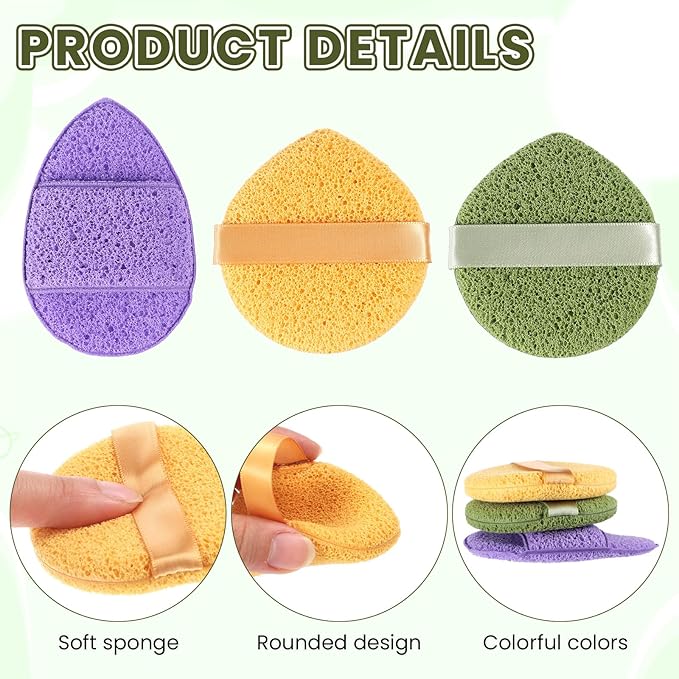 3 PCS Facial Cleansing Sponge Face Reusable Soft Facial Sponges Exfoliating Sponge for Face Spong for Washing Makeup Removal, Travel Friendly Daily Cleansing Faces Scrubber