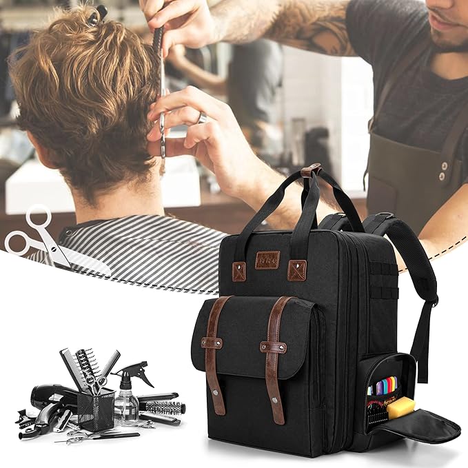 BAFASO Large Capacity Barber Case, Travel Hairdresser Bag, Black