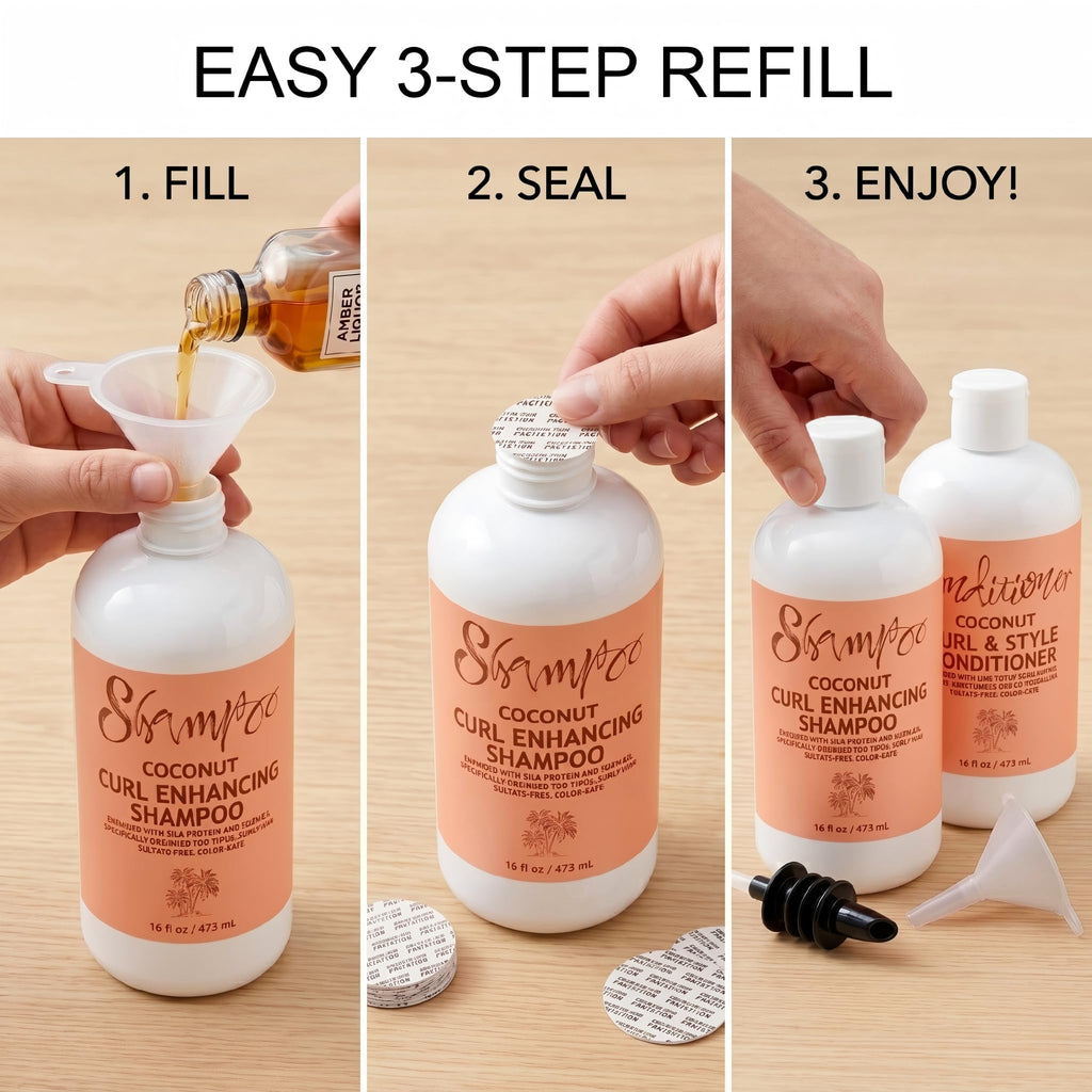SpareCruise Hidden Liquor Shampoo Bottles for Cruise – 2 Pack 16oz Leak-Proof Refillable Alcohol Flasks with Funnel & Pour Spout | Discreet, for Beach & Vacation﻿