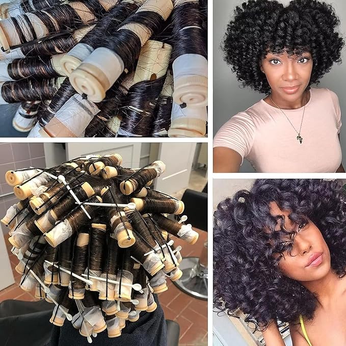 meigick 40Pcs Perm Rods Set - Plastic Cold Wave Rollers Non-Slip Hair Curlers for Long, Medium, Short Heatless Perming and Hairdressing (Yellow)