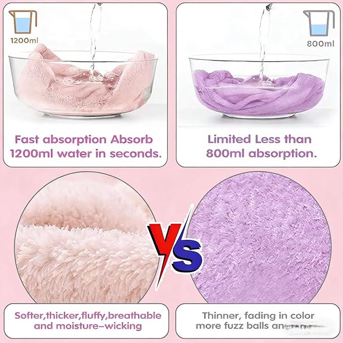 3 Pack Microfiber Hair Towel Wrap for Women, Fast Drying Hair Turban with Button, Anti-Frizz Large Hair Towel for All Hair Styles, Soft & Absorbent Hair Drying Towel