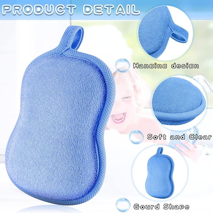 Tatuo 4 Pieces Baby Bath Sponge Toddler Bath Sponge Soft Comfy Cotton Absorbent Loofah for Kids Babies Boy Girl(Red, Purple, Green, Blue)